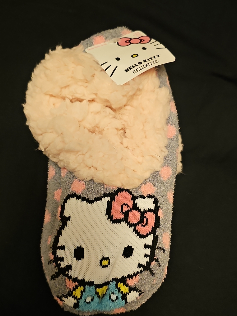 Hello Kitty Cozy Slipper - Pink & Gray with Blue Accent
